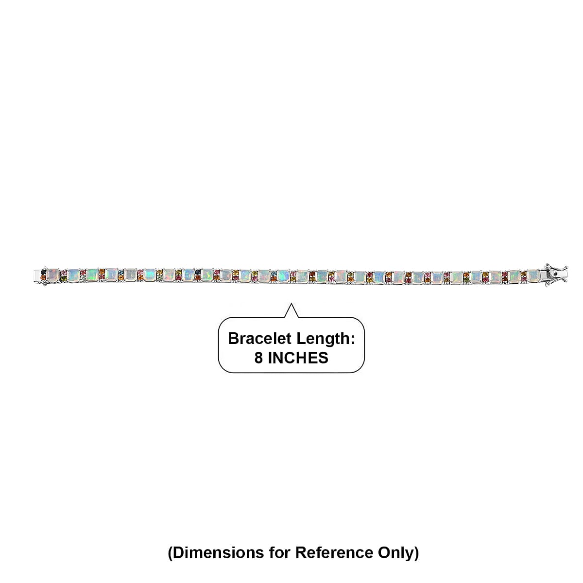 D'Joy Premium Asscher Cut Ethiopian Welo Opal and Multi Tourmaline 14.20 ctw Firelight Bracelet in Rhodium Over Sterling Silver (8.00 In) image number 4