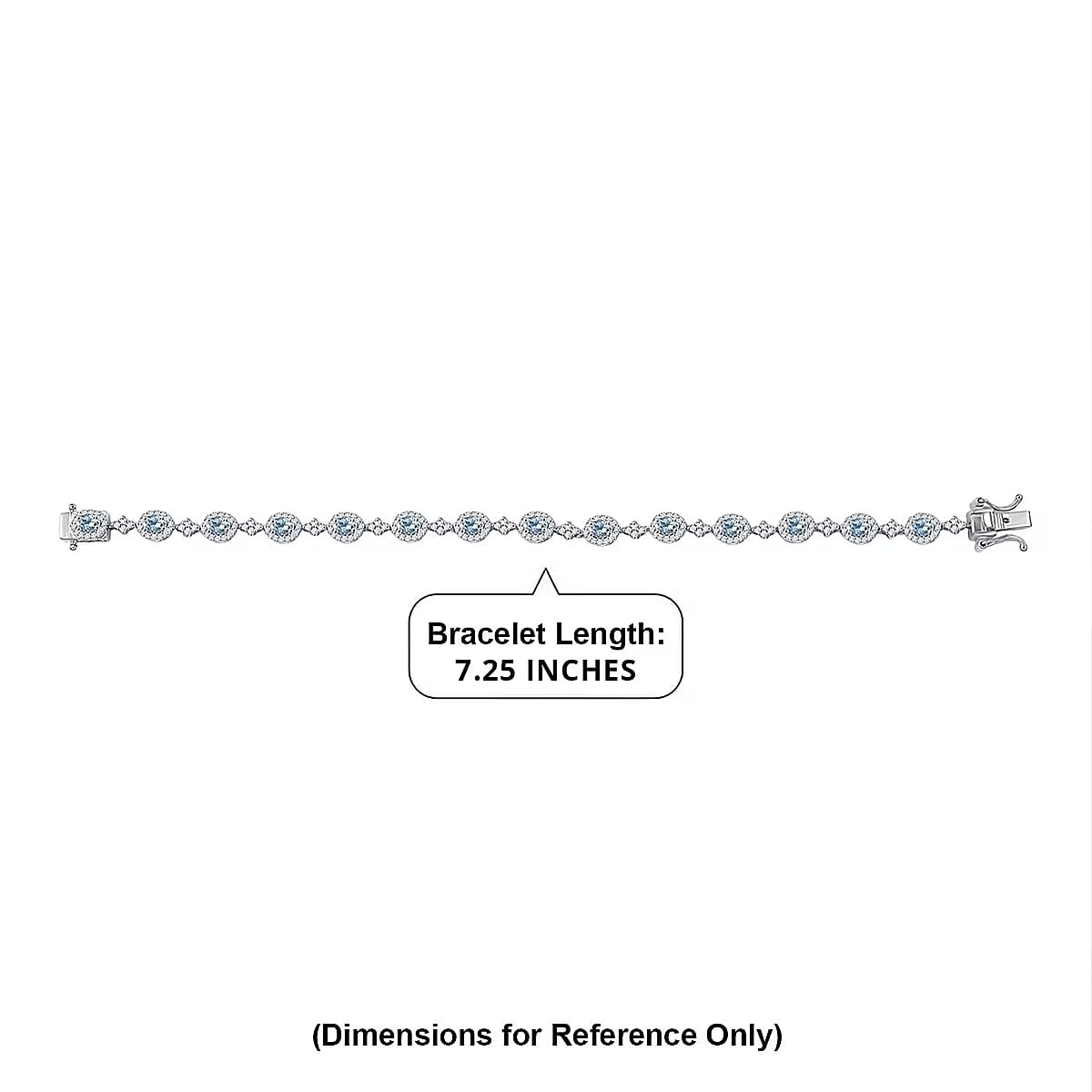 D'Joy Santa Maria Aquamarine and Moissanite 4.85 ctw Ocean Crown Bracelet in Rhodium Over Sterling Silver (7.25 In) image number 5