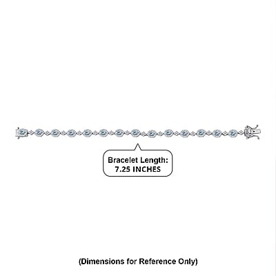 D'Joy Santa Maria Aquamarine and Moissanite 4.85 ctw Ocean Crown Bracelet in Rhodium Over Sterling Silver (7.25 In)