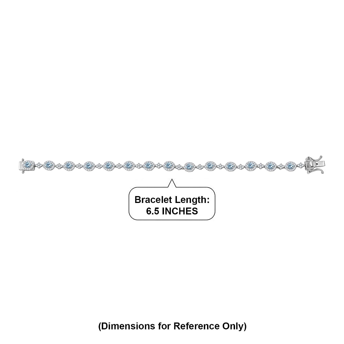 D'Joy Santa Maria Aquamarine and Moissanite 3.90 ctw Bracelet in Rhodium Over Sterling Silver (6.50 In) image number 4