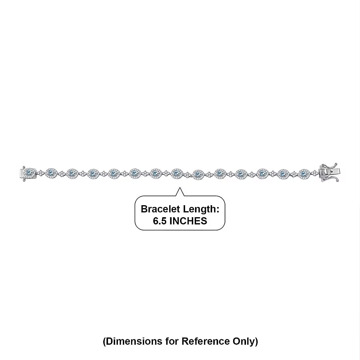 D'Joy Santa Maria Aquamarine and Moissanite 3.90 ctw Ocean Crown Bracelet in Rhodium Over Sterling Silver (6.50 In) image number 5