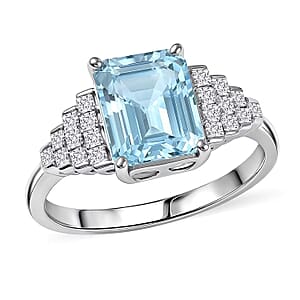 Certified & Appraised Luxoro AAAA Santa Maria Aquamarine and Diamond I2 2.30 ctw Ring in 10K White Gold (Size  10.0)