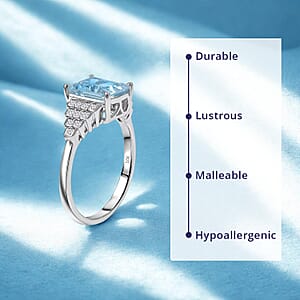 Certified & Appraised Luxoro AAAA Santa Maria Aquamarine and Diamond I2 2.30 ctw Ring in 10K White Gold (Size  10.0)