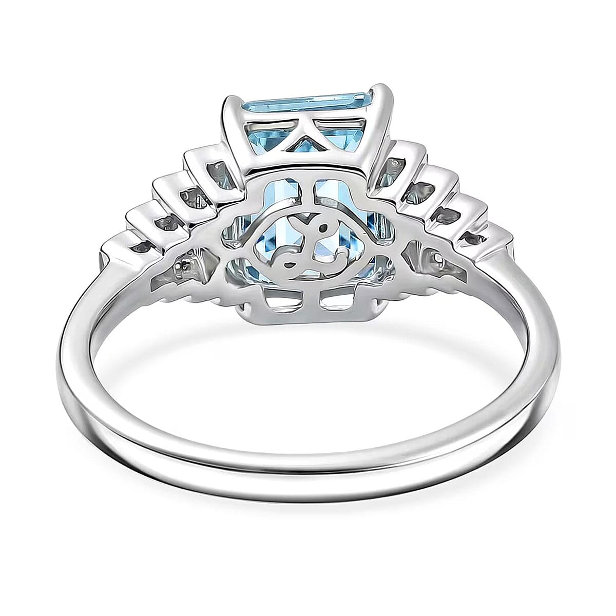 Certified & Appraised Luxoro AAAA Santa Maria Aquamarine and Diamond I2 2.30 ctw Ring in 10K White Gold (Size  10.0) image number 6