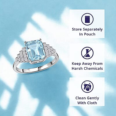 Certified & Appraised Luxoro AAAA Santa Maria Aquamarine and Diamond I2 2.30 ctw Ring in 10K White Gold (Size  12.0)