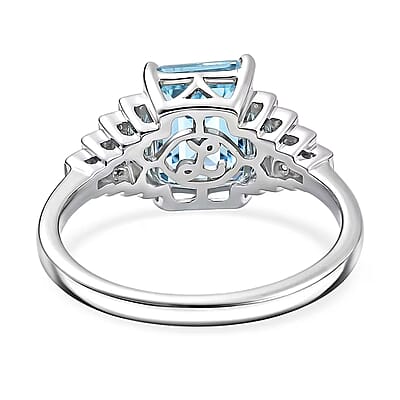 Certified & Appraised Luxoro AAAA Santa Maria Aquamarine and Diamond I2 2.30 ctw Ring in 10K White Gold (Size  12.0)