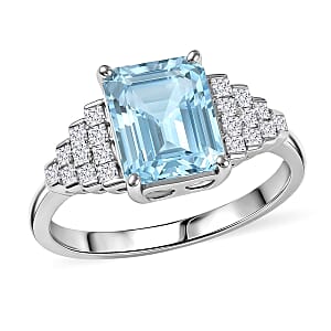 Certified & Appraised Luxoro AAAA Santa Maria Aquamarine and Diamond I2 2.30 ctw Ring in 10K White Gold (Size 6.0) (Del. in 7-10 Days)