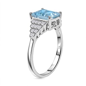 Certified & Appraised Luxoro AAAA Santa Maria Aquamarine and Diamond I2 2.30 ctw Ring in 10K White Gold (Size 6.0) (Del. in 7-10 Days)