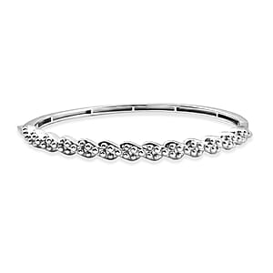 D'Joy Platinum Over Sterling Silver Golden Harmony Bangle Bracelet (6.50 In) 13.85 Grams