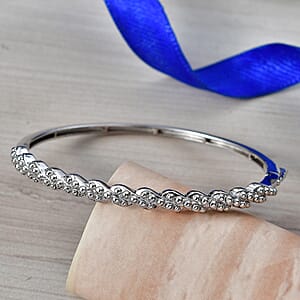 D'Joy Platinum Over Sterling Silver Golden Harmony Bangle Bracelet (6.50 In) 13.85 Grams