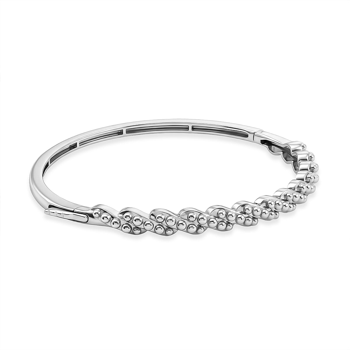 D'Joy Platinum Over Sterling Silver Golden Harmony Bangle Bracelet (6.50 In) 13.85 Grams image number 3
