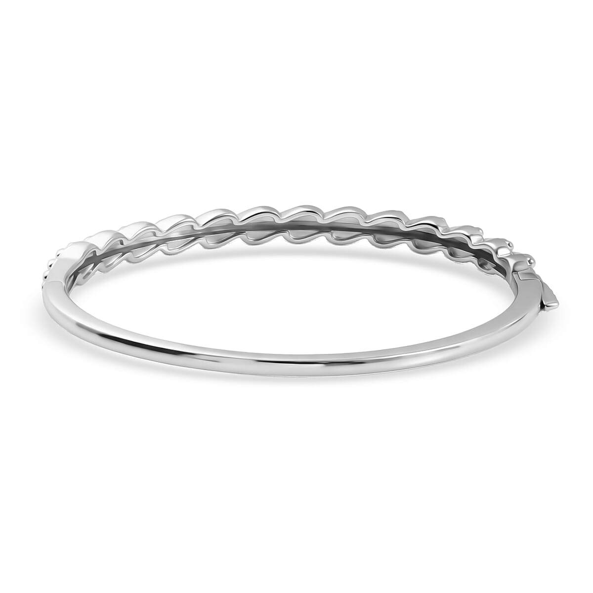D'Joy Platinum Over Sterling Silver Golden Harmony Bangle Bracelet (6.50 In) 13.85 Grams image number 4