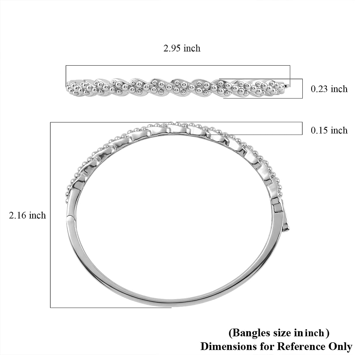 D'Joy Platinum Over Sterling Silver Golden Harmony Bangle Bracelet (6.50 In) 13.85 Grams image number 5