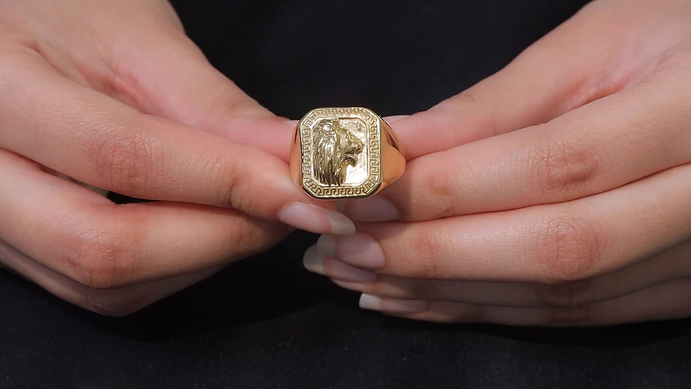 D'Joy 18K Vermeil YG Over Sterling Silver Men's Ring (Size 10.0) (12.40 g)