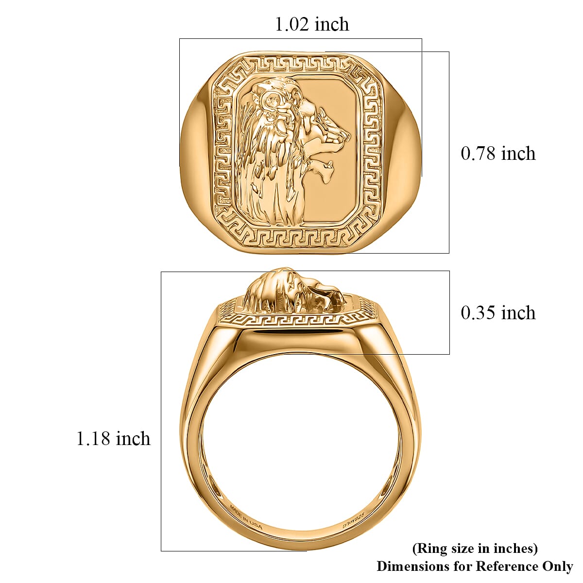 D'Joy Men's Ring in 18K Vermeil Yellow Gold Over Sterling Silver (Size 10.0) 12.40 Grams image number 5