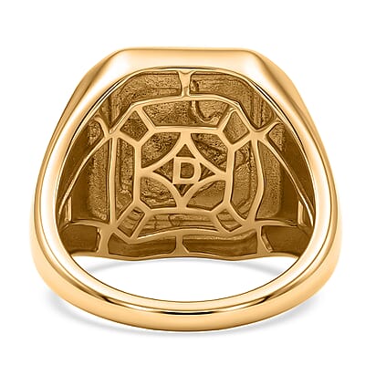 D'Joy Lion Crest Men's Ring in 18K Vermeil Yellow Gold Over Sterling Silver (Size 9.0) 13.06 Grams