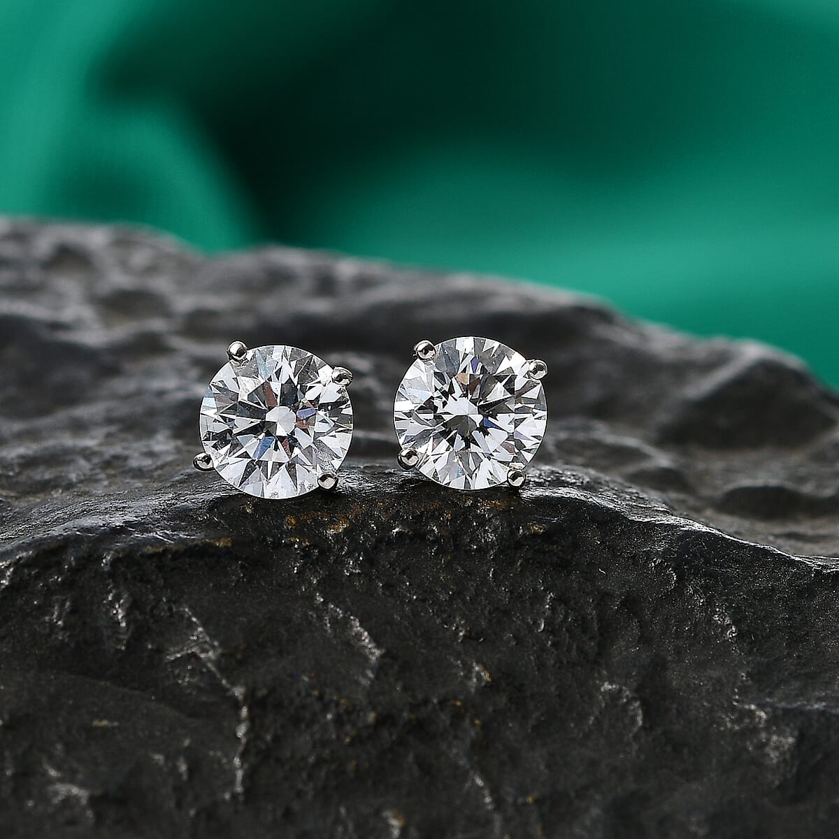 SGL Certified Luxuriant Lab Grown Diamond G-H SI 2.00 ctw Earrings in 950 Palladium and 10K White Gold image number 1