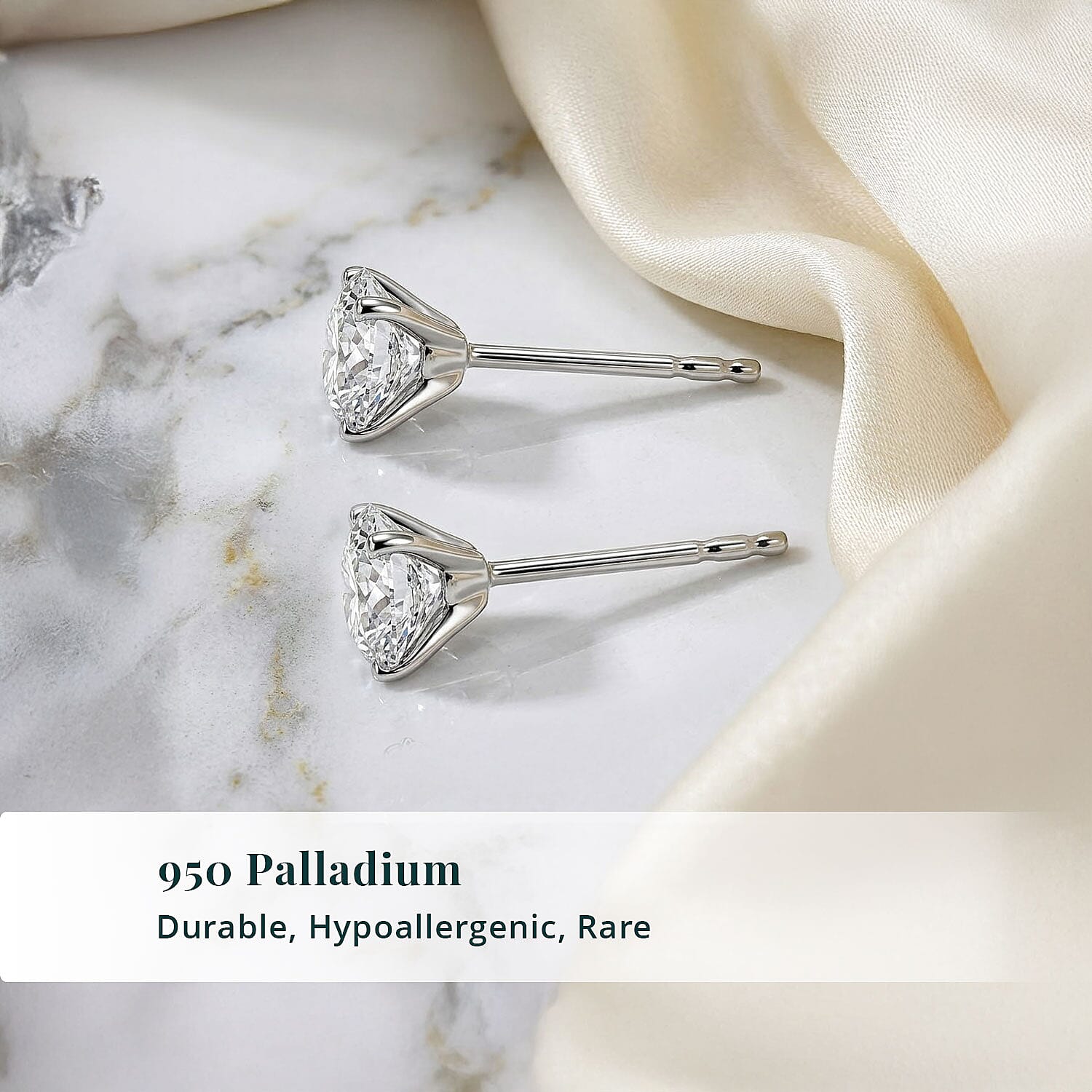 SGL Certified Luxuriant Lab Grown Diamond G-H SI 2.00 ctw Solitaire Stud Earrings in 950 Palladium and 10K White Gold