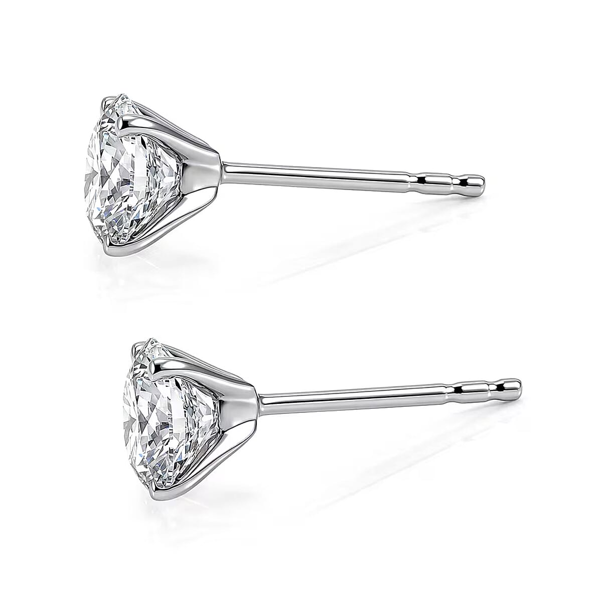 SGL Certified Luxuriant Lab Grown Diamond G-H SI 2.00 ctw Solitaire Stud Earrings in 950 Palladium and 10K White Gold image number 7