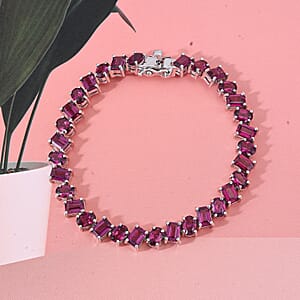 D'Joy AAA Radiant Ember Garnet 22.00 ctw Royal Fire Link Bracelet in Rhodium Over Sterling Silver (6.50 In)