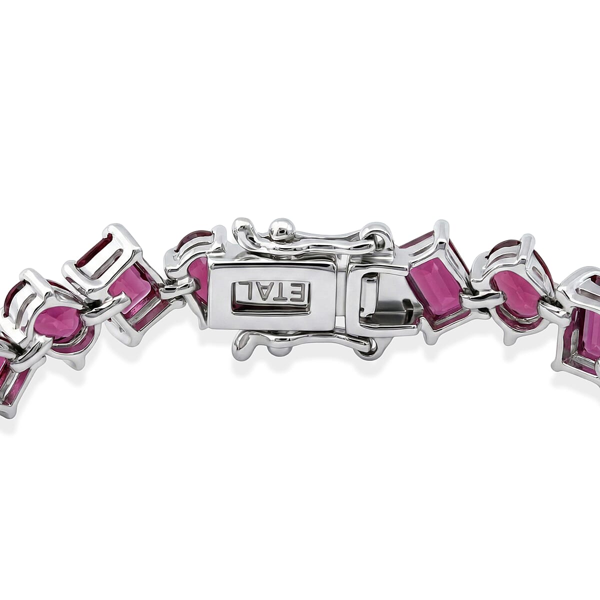 D'Joy AAA Radiant Ember Garnet 22.00 ctw Royal Fire Link Bracelet in Rhodium Over Sterling Silver (6.50 In) image number 3