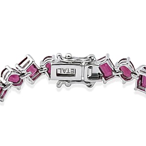 D'Joy AAA Radiant Ember Garnet 22.00 ctw Royal Fire Link Bracelet in Rhodium Over Sterling Silver (6.50 In)