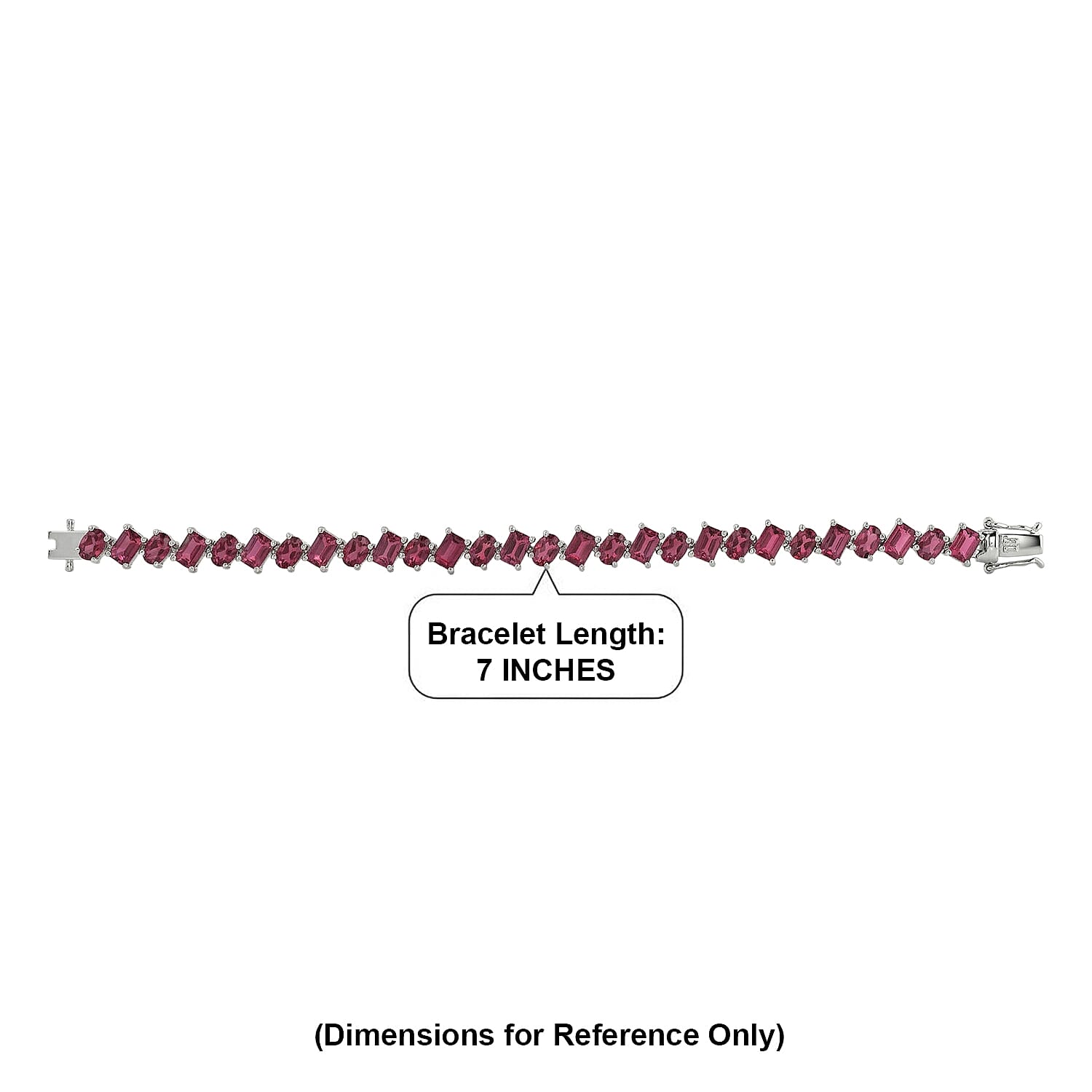 D'Joy AAA Radiant Ember Garnet 17.80 ctw Royal Fire Link Bracelet in Rhodium Over Sterling Silver (6.50 In)
