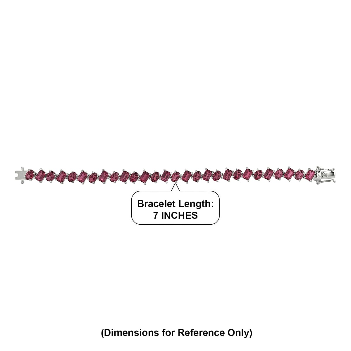 D'Joy AAA Radiant Ember Garnet 22.00 ctw Royal Fire Link Bracelet in Rhodium Over Sterling Silver (6.50 In) image number 4