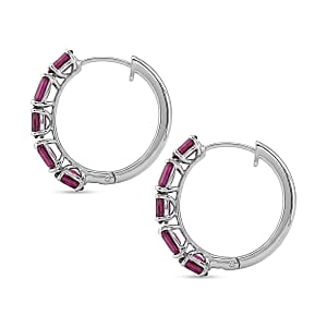 D'Joy AAA Radiant Ember Garnet 6.30 ctw Royal Fire Link Hoop Earrings in Rhodium Over Sterling Silver (Del. In 10-12 Days)