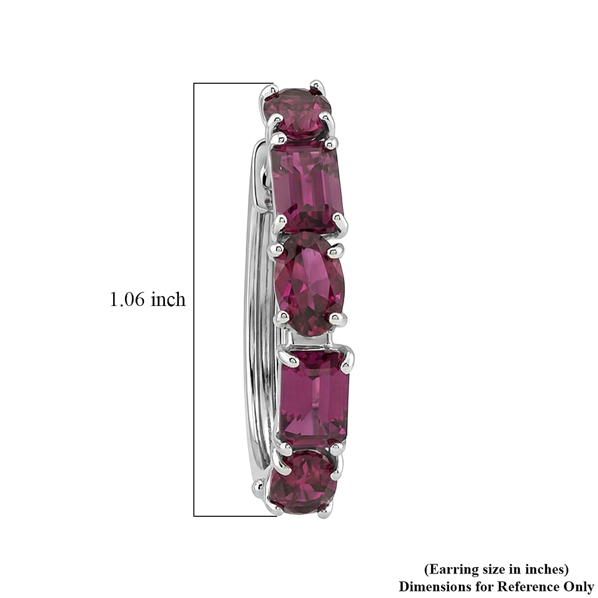 D'Joy AAA Radiant Ember Garnet 6.30 ctw Royal Fire Link Hoop Earrings in Rhodium Over Sterling Silver