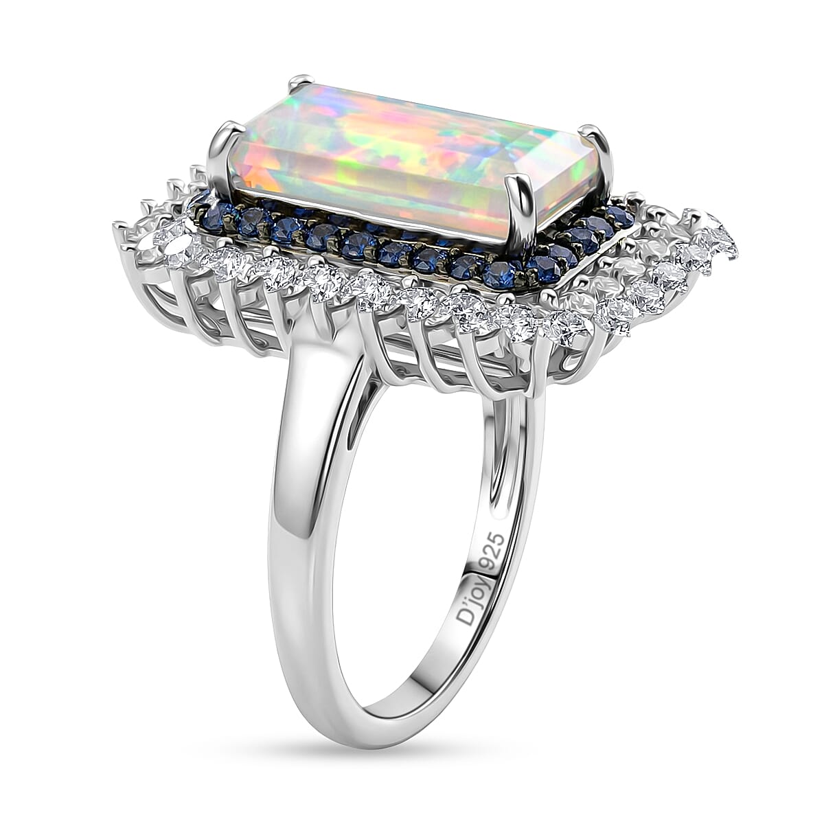 D'Joy AAA Ethiopian Welo Opal and Multi Gemstone 4.10 ctw Ring in Rhodium Over Sterling Silver (Size 7.0) image number 3