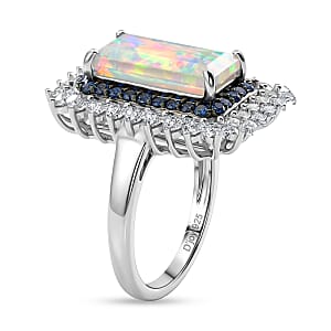 D'Joy AAA Ethiopian Welo Opal and Multi Gemstone 4.10 ctw Ring in Rhodium Over Sterling Silver (Size 7.0)
