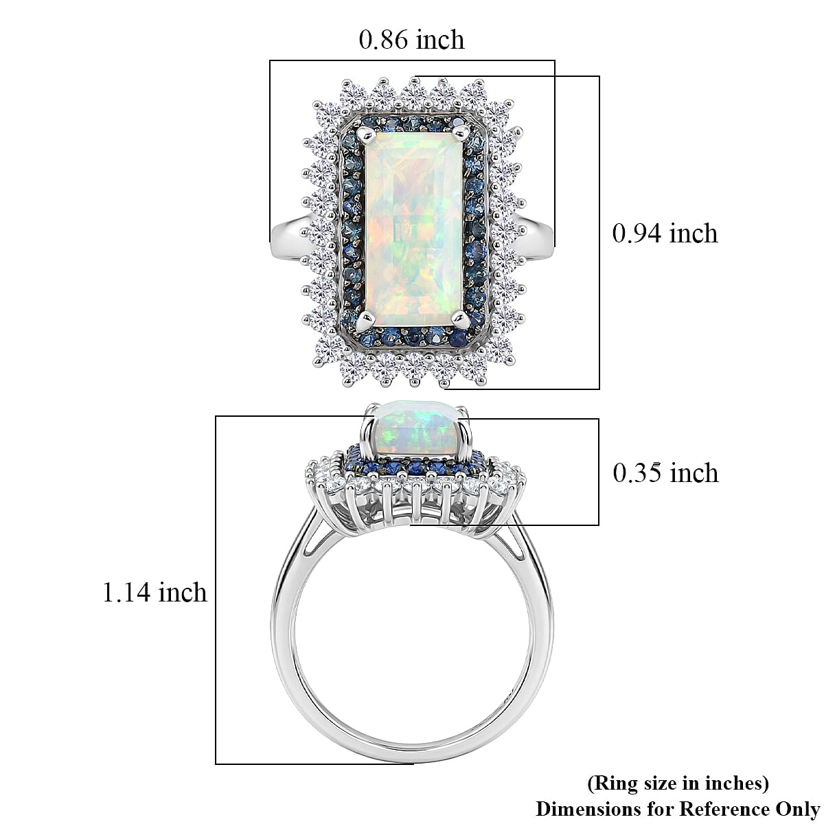 D'Joy AAA Ethiopian Welo Opal and Multi Gemstone 4.10 ctw Ring in Rhodium Over Sterling Silver (Size 7.0) image number 5