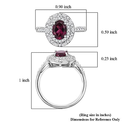 D'Joy AAA Radiant Ember Garnet and Moissanite 2.00 ctw Royal Estate Halo Ring in Rhodium Over Sterling Silver (Size 11.0) (Del. In 8-10 Days)