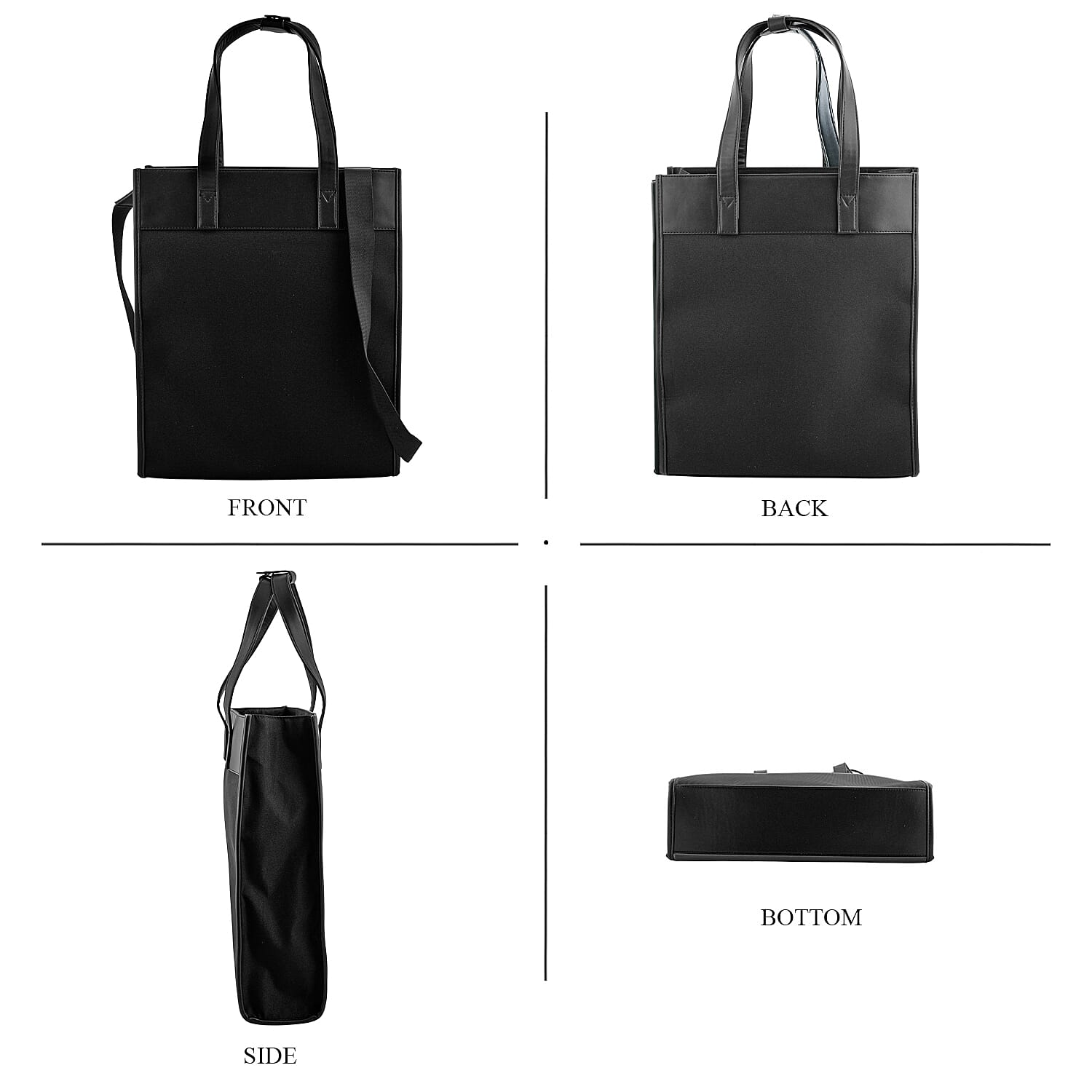 Passage Black Square Tote Bag with Shoulder Strap