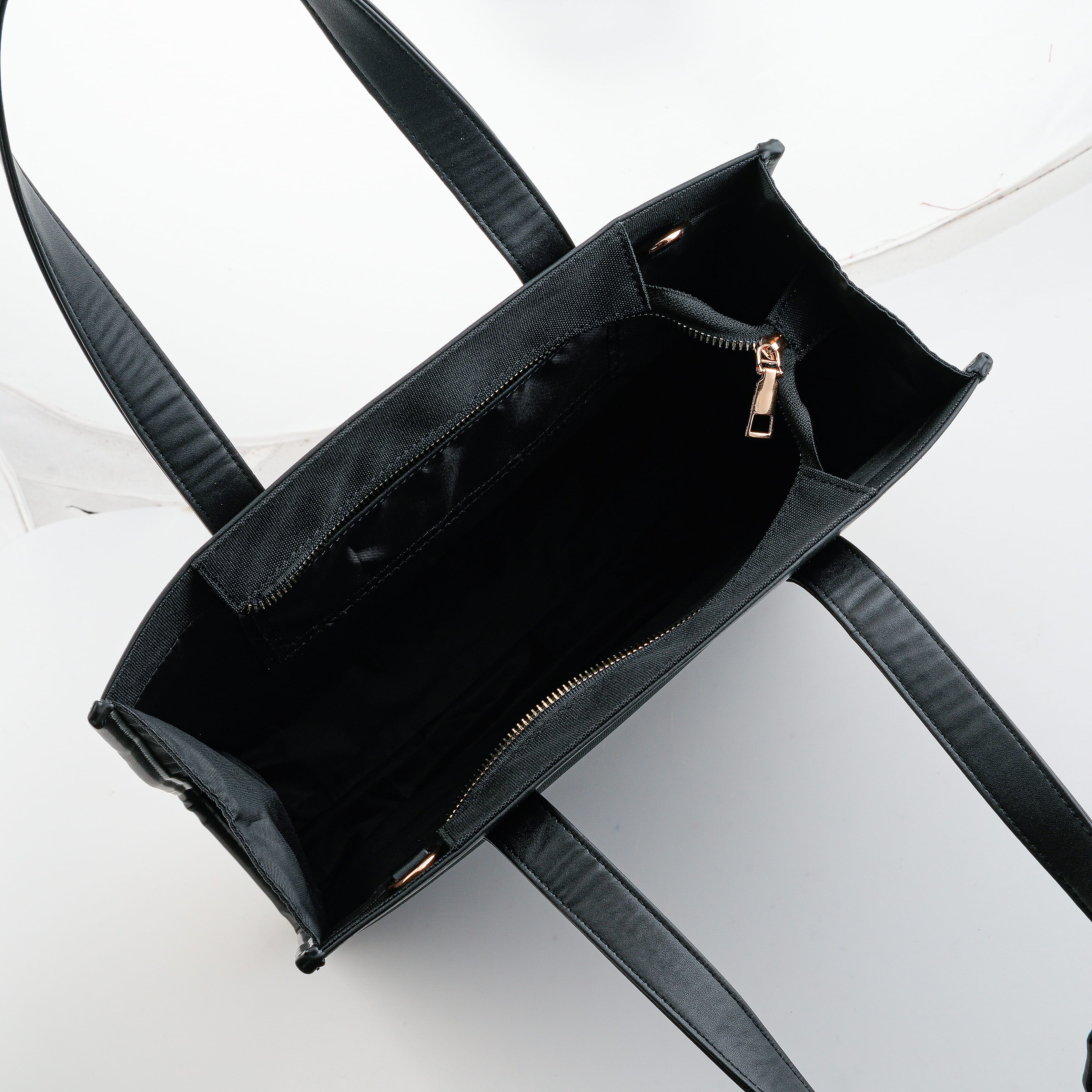Passage Black Square Tote Bag with Shoulder Strap