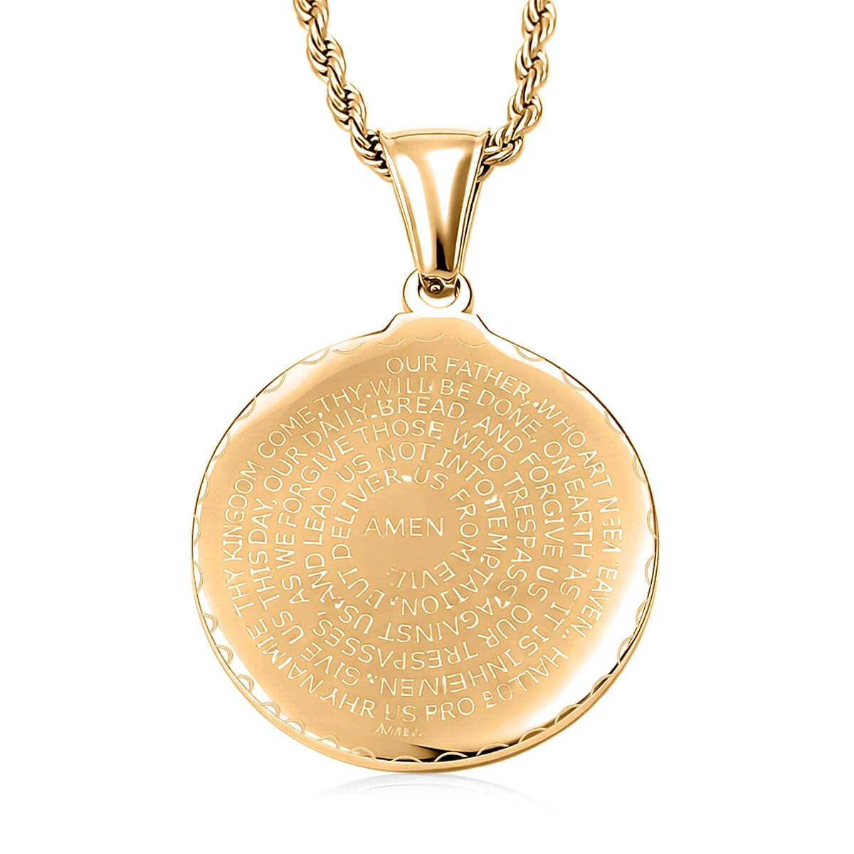 Circular Prayer Necklace in ION Plated YG Stainless Steel 22 Inches 