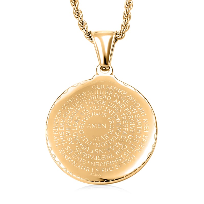 Circular Prayer Necklace in ION Plated YG Stainless Steel 22 Inches 