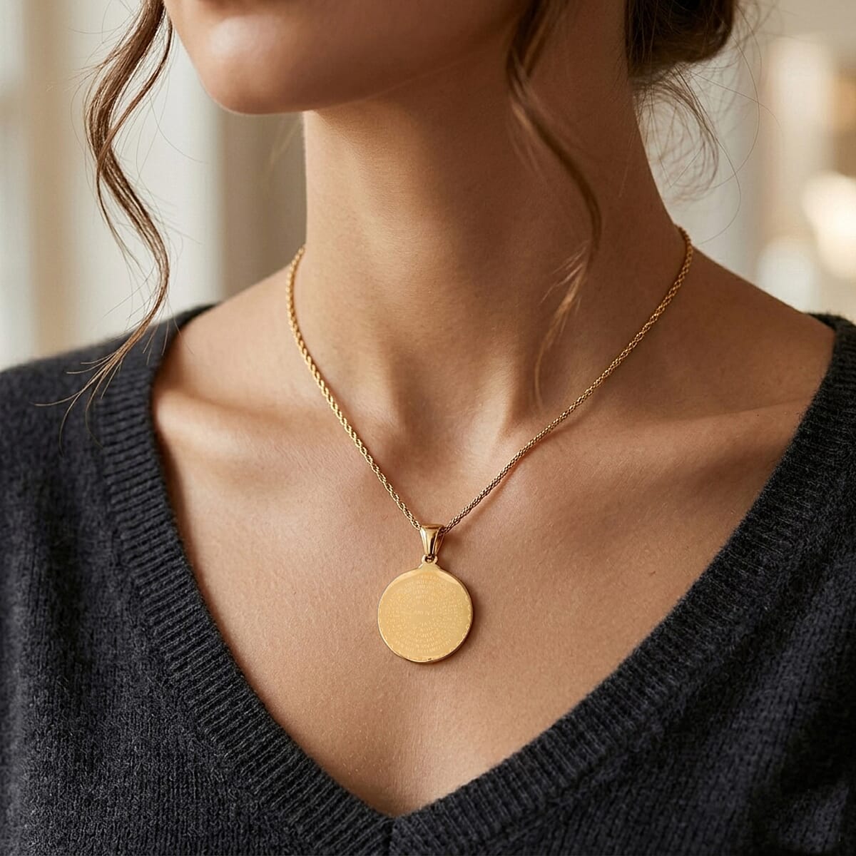 Circular Prayer Necklace (22 Inches) in ION Plated YG Stainless Steel image number 2