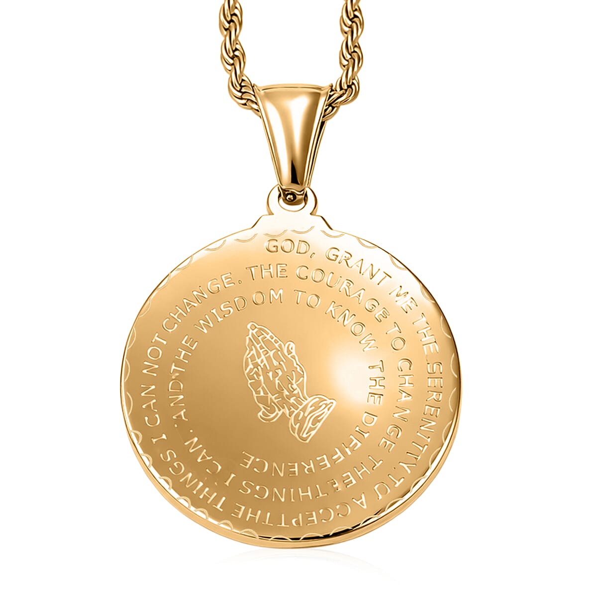 Circular Prayer Necklace (22 Inches) in ION Plated YG Stainless Steel image number 3