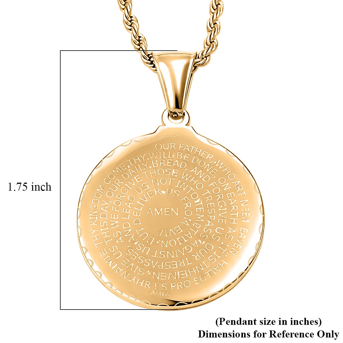 Circular Prayer Necklace in ION Plated YG Stainless Steel 22 Inches 
