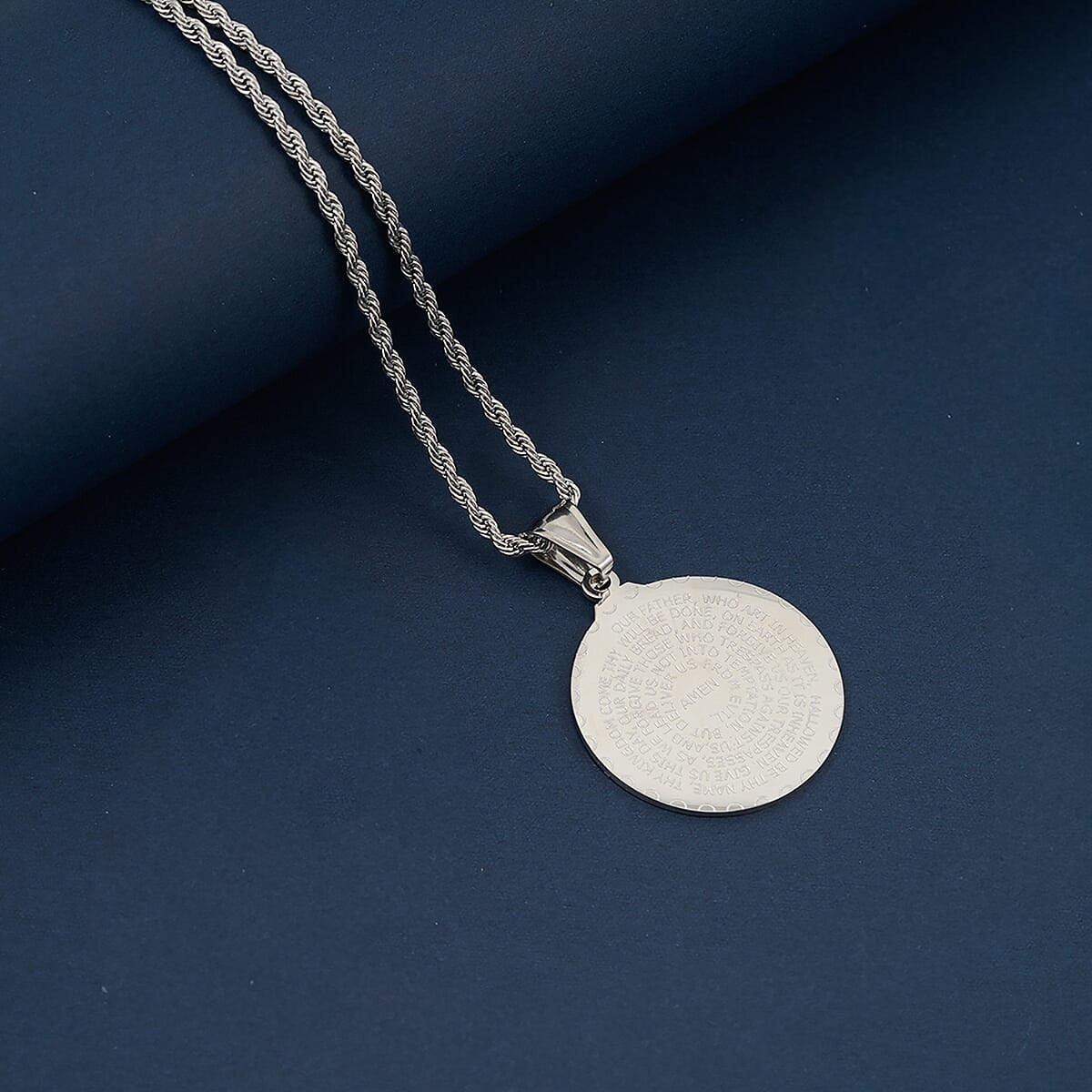 Circular Prayer Necklace in Stainless Steel 22 Inches  image number 1