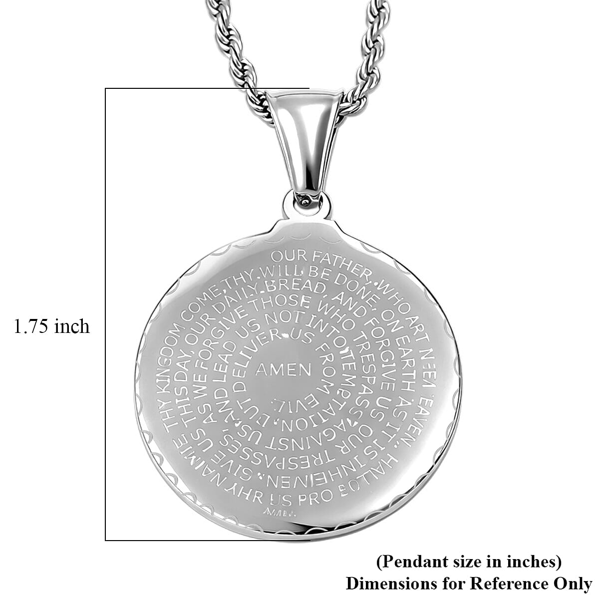Circular Prayer Necklace in Stainless Steel 22 Inches  image number 5