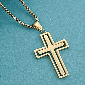 Cross Pendant Necklace in ION Plated YG Stainless Steel 22 Inches 