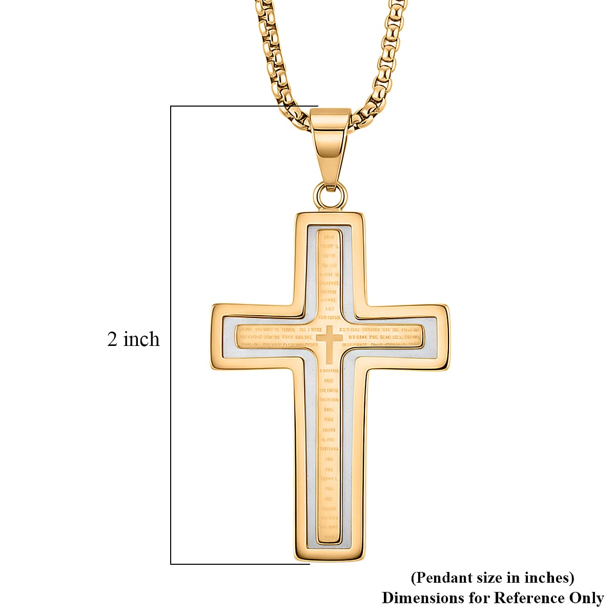 Cross Pendant Necklace in ION Plated YG Stainless Steel 22 Inches 