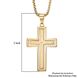 Cross Pendant Necklace in ION Plated YG Stainless Steel 22 Inches 