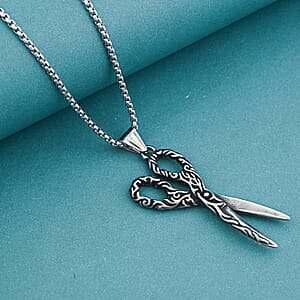 Scissor Pendant Necklace in Stainless Steel 22 Inches 