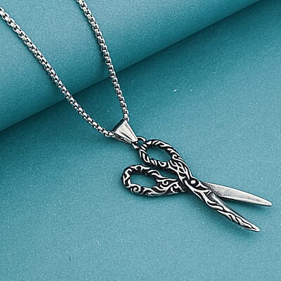 Scissor Pendant Necklace in Stainless Steel 22 Inches 