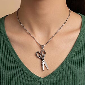 Scissor Pendant Necklace in Stainless Steel 22 Inches 