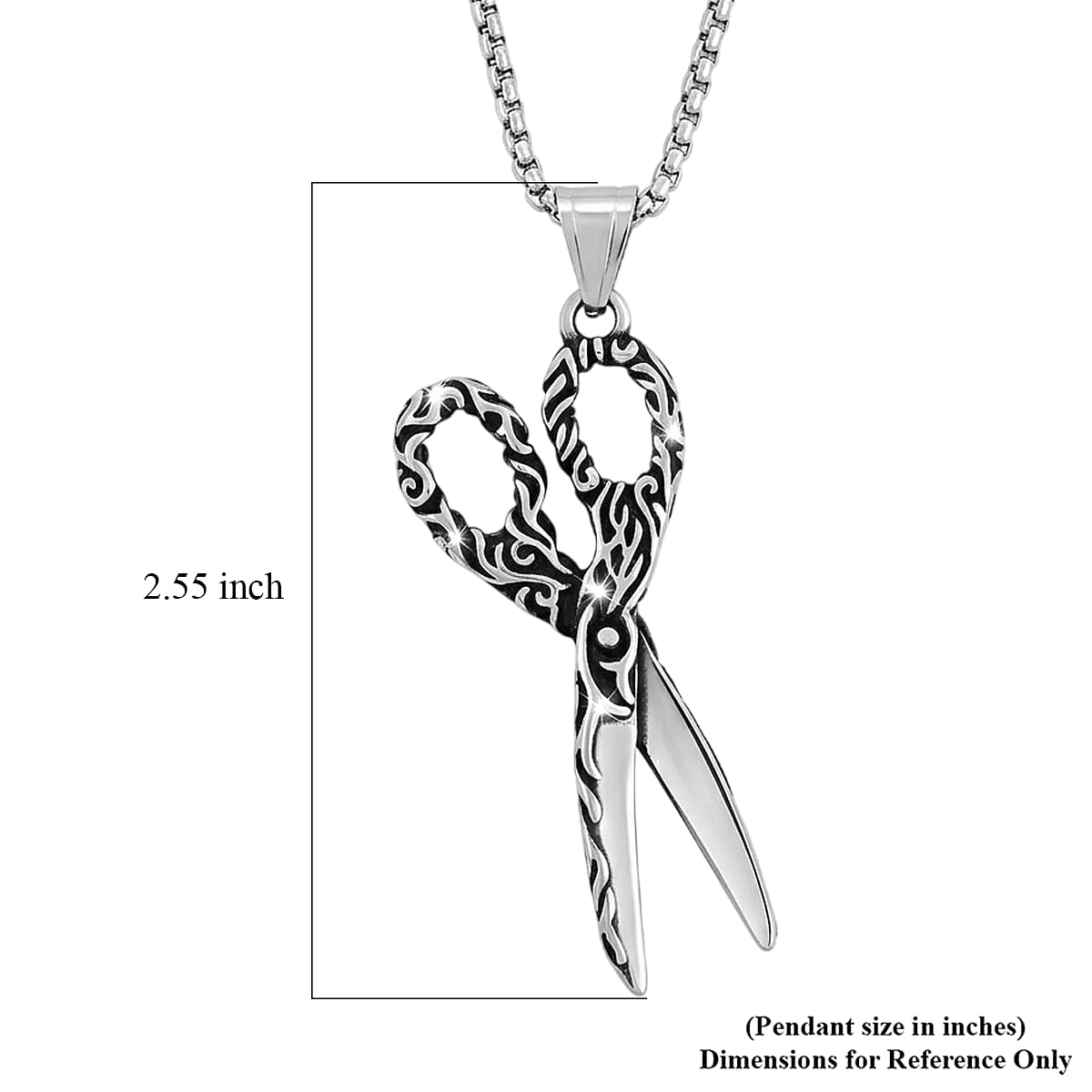 Scissor Pendant Necklace in Stainless Steel 22 Inches 